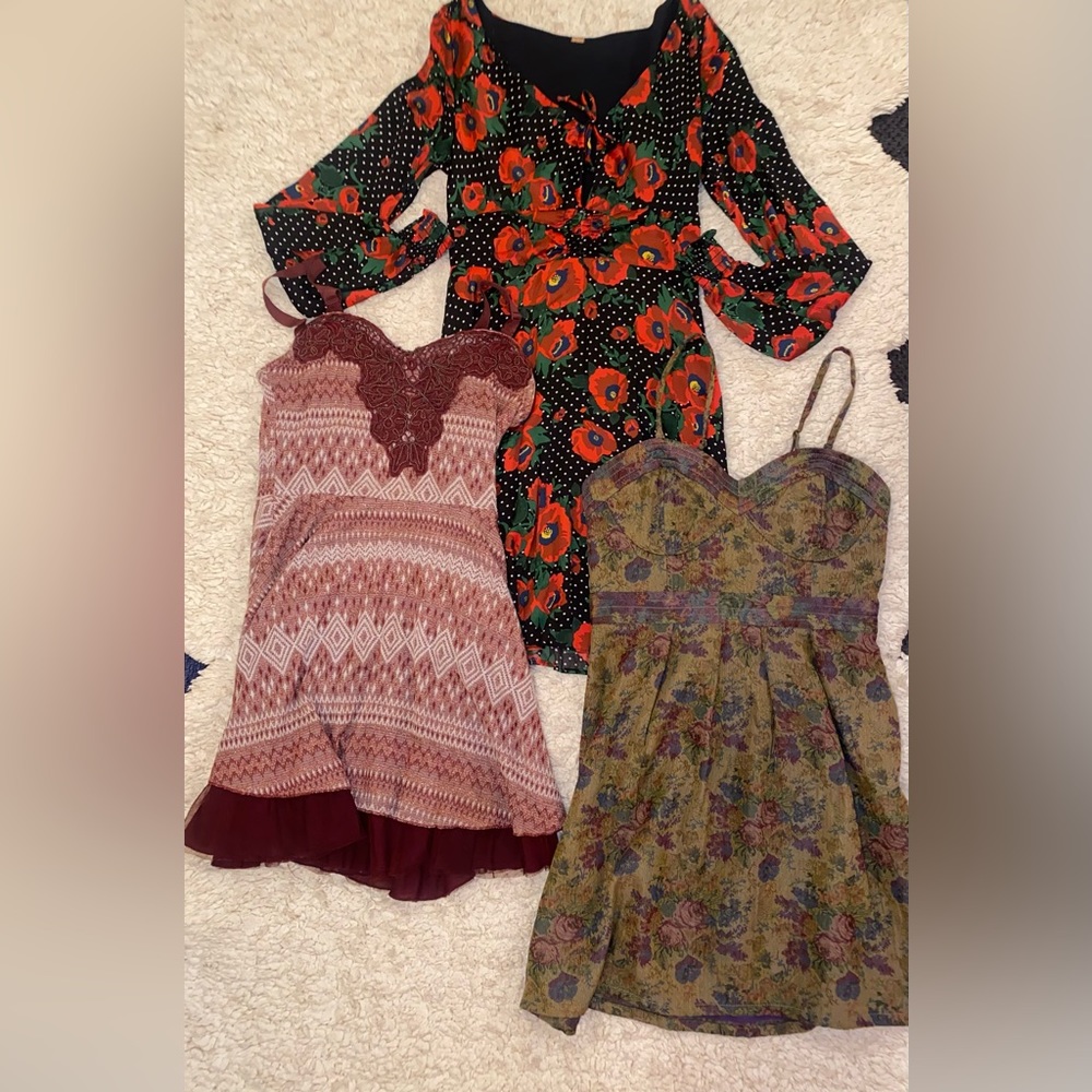 Bundle of  THREE  ADORABLE  FREE PEOPLE DRESSES!!!!!